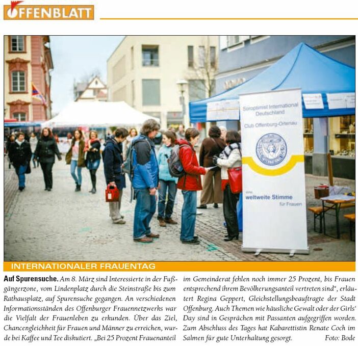 Bericht Offenblatt, Internationaler Frauentag, 8. März 2013, Offenburg